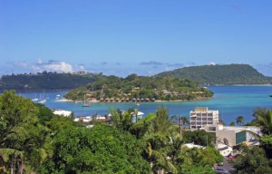 Can tourism alleviate Pacific poverty? Port Vila, Vanuatu, from the War Memorial, 2006. By Phillip Capper (CC BY 2.0) via Wikimedia. https://commons.wikimedia.org/wiki/File%3APort_Vila%2C_Vanuatu%2C_from_the_War_Memorial%2C_1_June_2006_-_Flickr_-_PhillipC.jpg