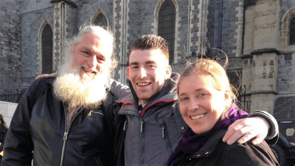 Featured image: Patrick McEvoy, Eddie Dooner, and Ronya Arya Phoenix, are training up to become tour guides with My Streets Ireland , a social enterprise. By Emma Batha, Thomson Reuters Foundation. "GT" cropped it.