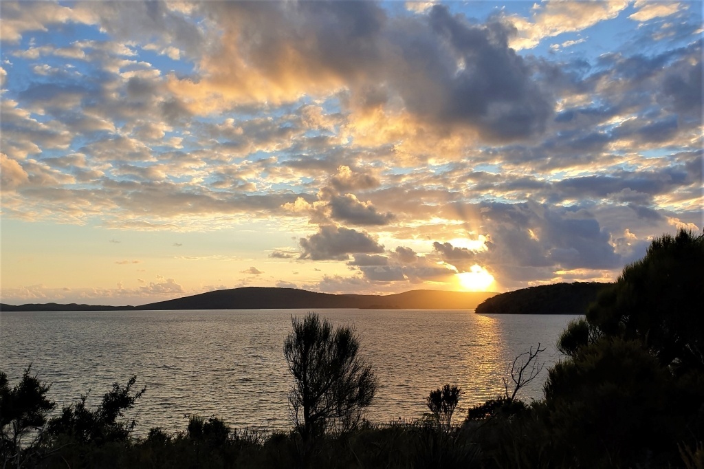 Nornalup Inlet at sunset. Walpole, Western Australia. Image by David Gillbanks (CC BY 4.0).