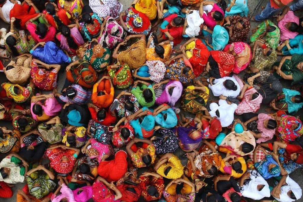 Working women protest in Dhaka, Bangladesh. By MARUF_RAHMAN (CC0) via Pixabay. https://pixabay.com/photos/women-crowd-protest-protesters-5963960/