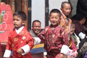 Bhutanese boys in traditional attire. Image (c) Dorji Dhradhul.