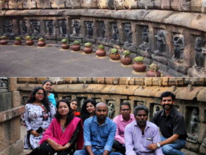 Tourism scholars and professionals with the yogini at Hirapur, Bhubaneswar, Odisha, India