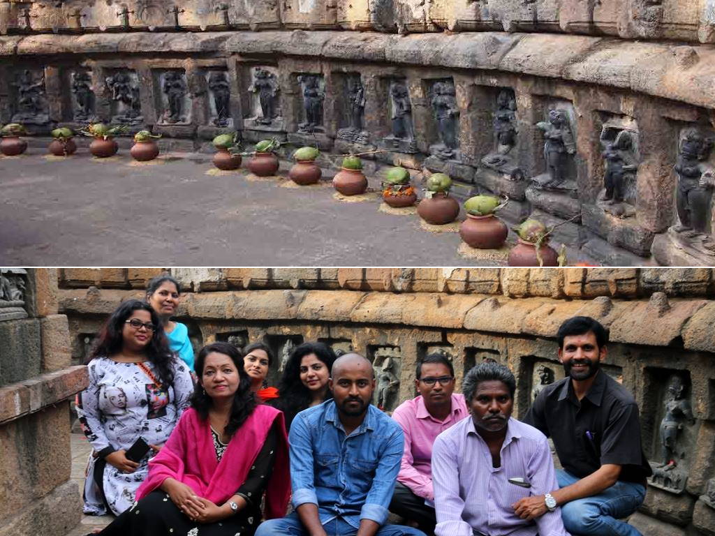 Tourism scholars and professionals with the yogini at Hirapur, Bhubaneswar, Odisha, India