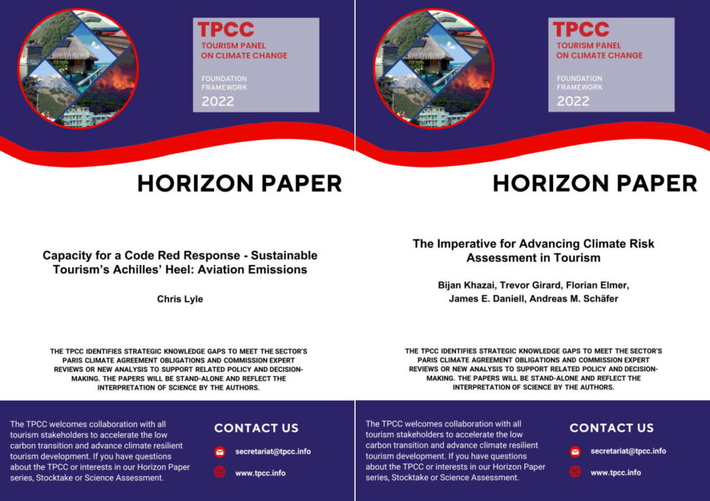 TPCC's first Horizon Papers: ‘Sustainable Tourism’s Achilles’ Heel: Aviation Emissions’ by Chris Lyle and ‘The Imperative for Advancing Climate Risk Assessment in Tourism’ by Risklayer GmbH