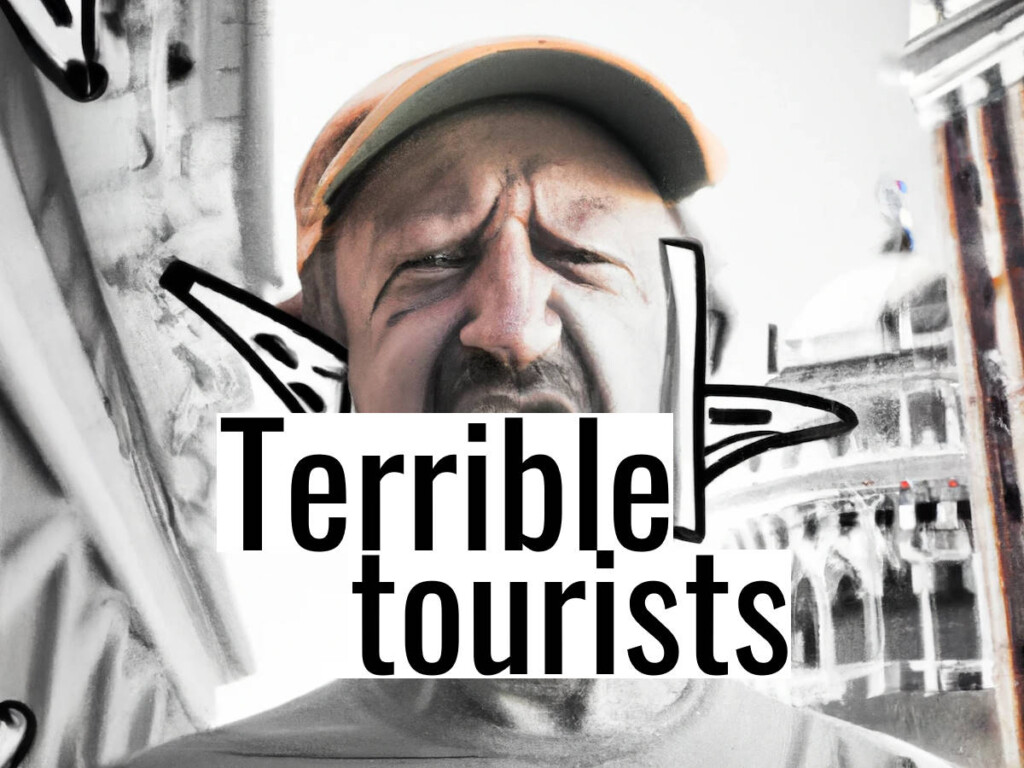 Was this the European summer of terrible tourists? Give us a break! Surrealist representation of a terrible tourist by DALL-E.