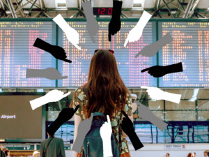 What does it mean to be critical of tourism? Airport image by Jan Vašek (CC0) via Pixabay. https://pixabay.com/photos/airport-woman-flight-boarding-2373727/ Pointing fingers by Gordon Johnson (CC0) via Pixabay. https://pixabay.com/vectors/pointing-fingers-arms-frame-border-6028818/