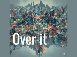 To grow, or not to grow? A modern hero's soliloquy 4 A Gemini-generated image from the prompt: "Create an abstract image representing overtourism and overimmigration". "GT" added "Over it".